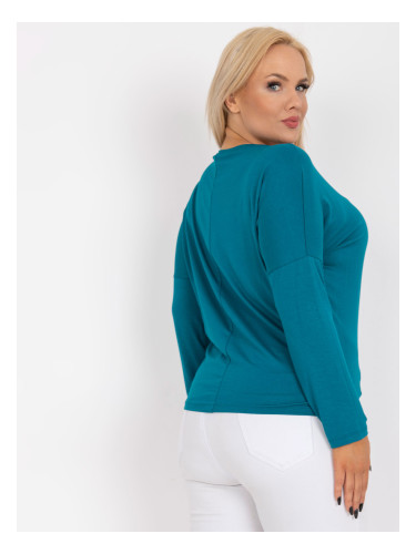 Plus size blouse made of marine viscose with a V-neck Elisa
