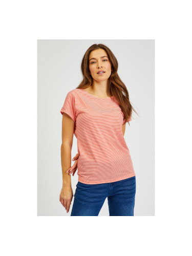 Orange women's striped basic T-shirt SAM 73 Celeste
