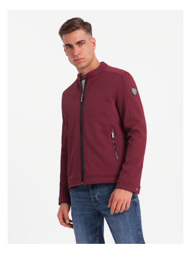 Ombre Men's BIKER jacket in structured fabric - maroon