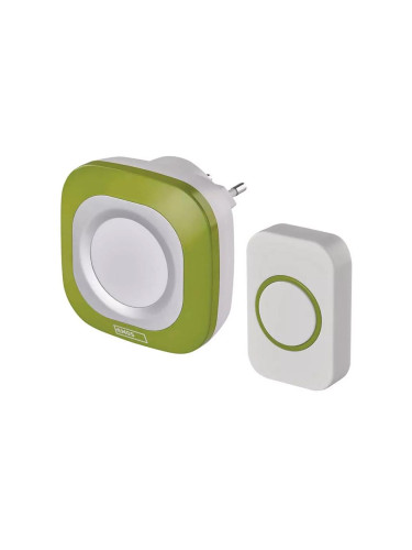 Безжичен звънец за контакт 230V + 1xCR2032 IP44 зелен