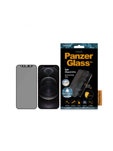 Стъклен протектор PanzerGlass за Apple iPhone 12/iPhone 12 Pro AntiBacterial Privacy CamSlider Черен