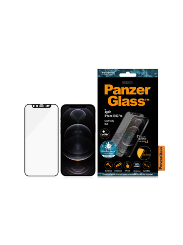 Стъклен протектор PanzerGlass за Apple Iphone 12 /12 Pro 6.1 CamSlide, AntiBacterial - Черен, 117937