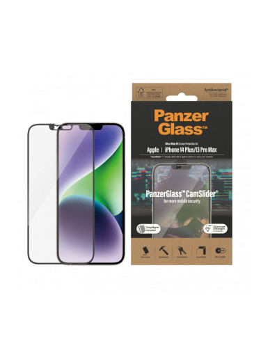Стъклен протектор PanzerGlass за Apple Iphone 14 Plus/ 13 Pro Max, UWF,Camslider, Antibacterial - Черен