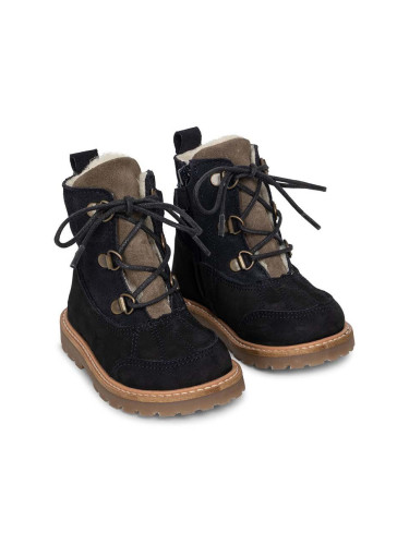 Детски велурени зимни обувки Konges Sløjd в тъмносиньо