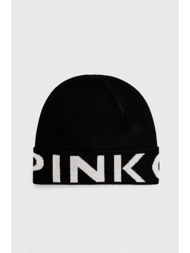 Вълнена шапка Pinko в черно с фина плетка от вълна 101507.A101