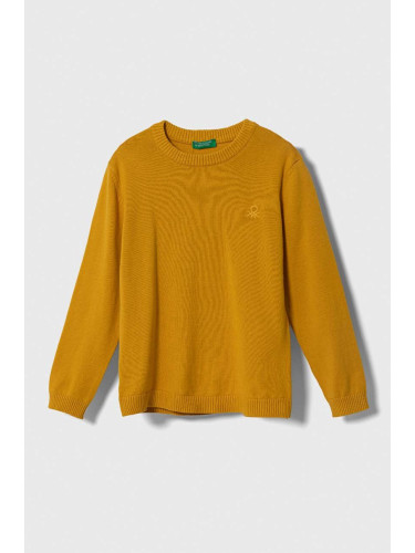 Детски памучен пуловер United Colors of Benetton в жълто от лека материя