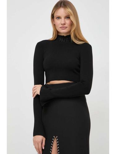 Пуловер Patrizia Pepe дамски в черно от лека материя с ниско поло