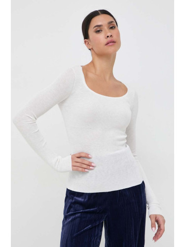 Пуловер Marella дамски в бяло от лека материя