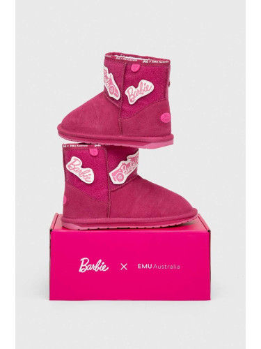Детски велурени зимни обувки Emu Australia x Barbie, Wallaby Mini Play в розово