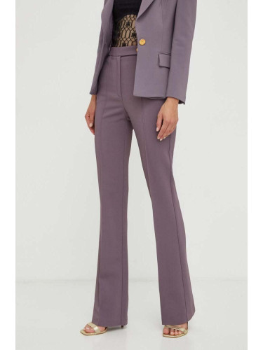 Панталон Elisabetta Franchi в лилаво с разкроени краища, с висока талия