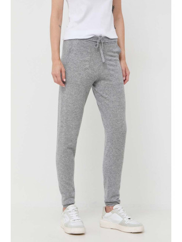 Вълнен спортен панталон Max Mara Leisure в сиво с меланжов десен