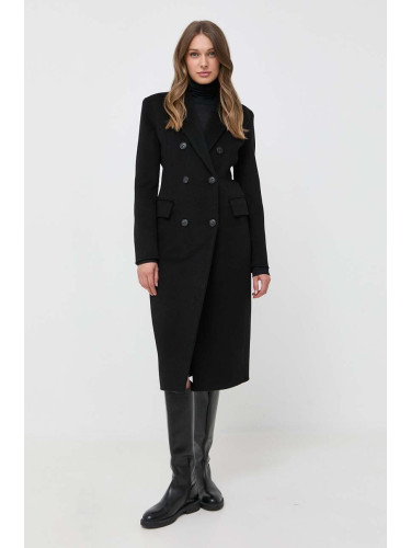 Вълнено палто Pinko в черно преходен модел с двуредно закопчаване