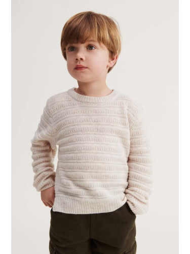 Детски пуловер с вълна Liewood в бежово от лека материя
