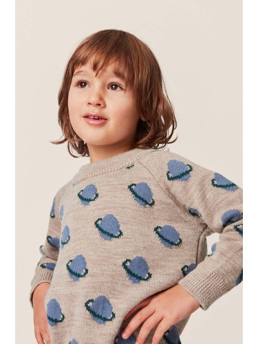 Детски вълнен пуловер Konges Sløjd в сиво