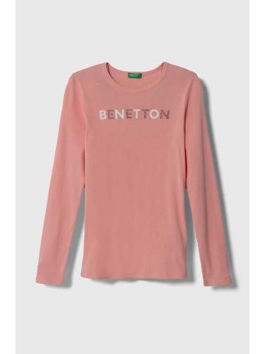 Детска блуза с дълги ръкави United Colors of Benetton в розово