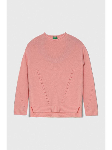 Детски вълнен пуловер United Colors of Benetton в розово от лека материя