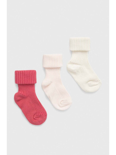 Бебешки чорапи United Colors of Benetton (3 броя) в розово