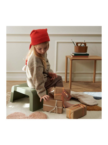 Детска памучна шапка Liewood в червено с фина плетка от памук