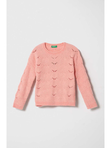 Детски пуловер United Colors of Benetton в розово от лека материя