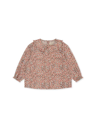 Детска памучна блуза Konges Sløjd в розово с десен