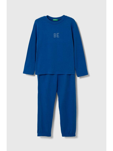 Детска пижама United Colors of Benetton в синьо с принт