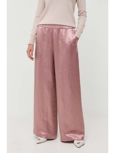 Панталон Max Mara Leisure в розово с широка каройка, с висока талия