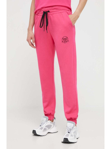 Памучен спортен панталон Pinko в розово с апликация 100371.A162