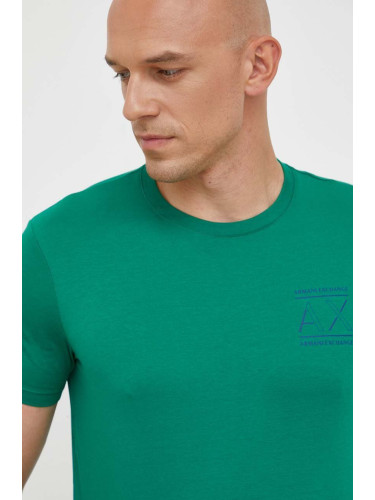 Памучна тениска Armani Exchange в зелено с принт