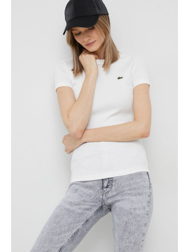 Памучна тениска Lacoste в бяло