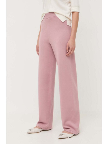 Панталон Max Mara Leisure в розово със стандартна кройка, с висока талия