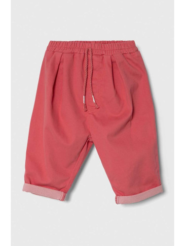 Бебешки панталон United Colors of Benetton в розово с изчистен дизайн