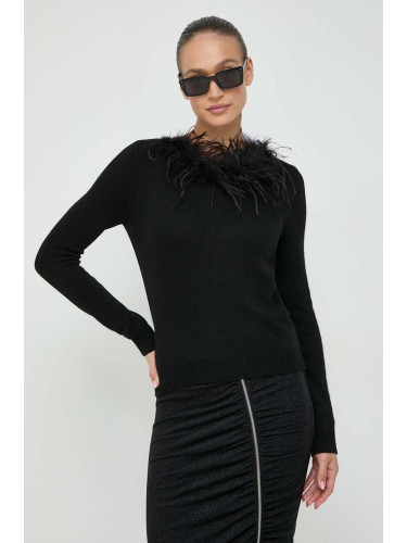 Пуловер с кашмир Twinset в черно от лека материя