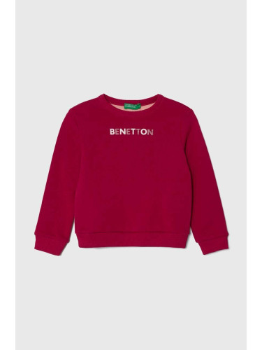 Детски памучен суичър United Colors of Benetton в розово с принт