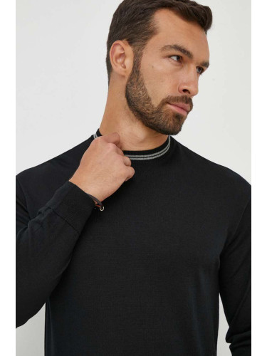 Вълнен пуловер Emporio Armani мъжки в черно от лека материя