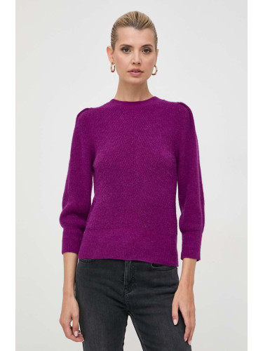 Пуловер с вълна Marella дамски в лилаво от лека материя