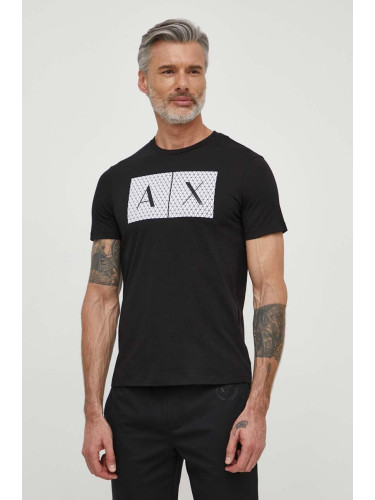 Памучна тениска Armani Exchange в черно с принт 8NZTCK Z8H4Z NOS
