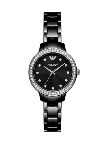 Часовник Emporio Armani дамски в черно