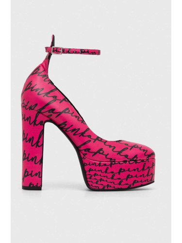 Обувки с дебел ток Pinko Puccini Mary Jane в розово с дебел ток 102011 A1D2 YZ3
