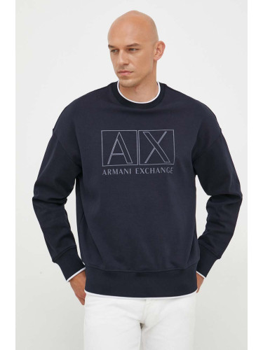 Суичър Armani Exchange в тъмносиньо с принт