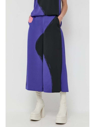 Панталон Marella в лилаво с широка каройка, с висока талия