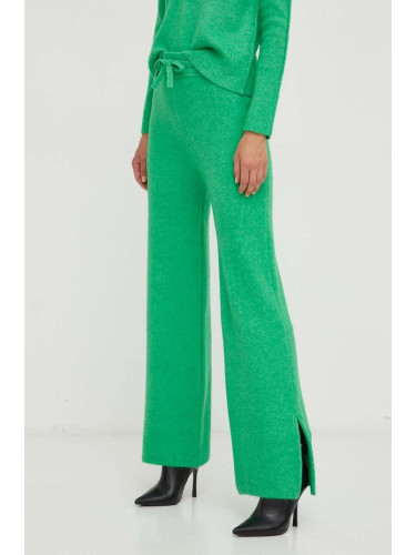 Панталон с вълна Patrizia Pepe в зелено със стандартна кройка, с висока талия