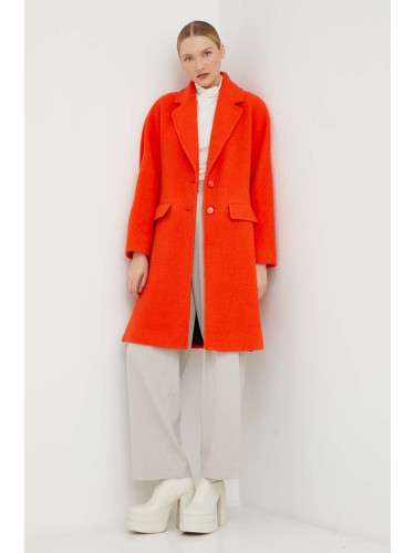 Вълнено палто Patrizia Pepe в оранжево преходен модел