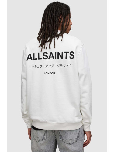 Памучна блуза с дълги ръкави AllSaints в бяло с принт