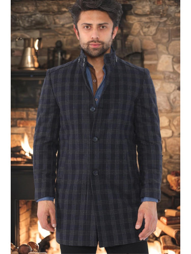 PLT8370 DEWBERRY МЪЖКО ПАЛТО В СВЕТЛО ТЪМНО СИНЬО