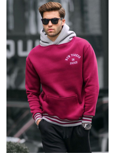 Madmext Burgundy Oversize Hooded Sweatshirt 6139