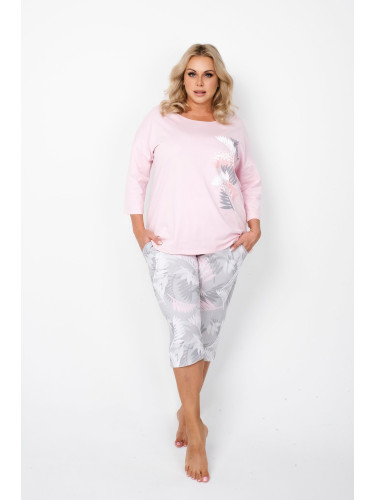 Women's pajamas Dracaena 3/4 sleeve, 3/4 legs - pink/print
