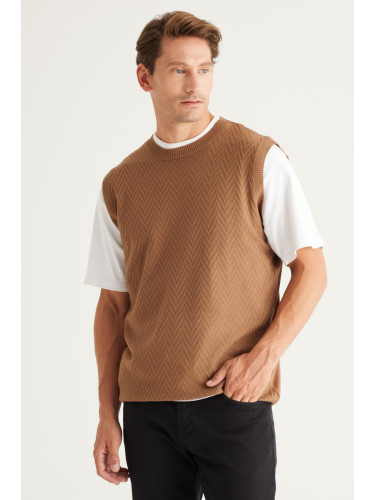 ALTINYILDIZ CLASSICS Men's Mink Standard Fit Normal Cut Crew Neck Sweater.