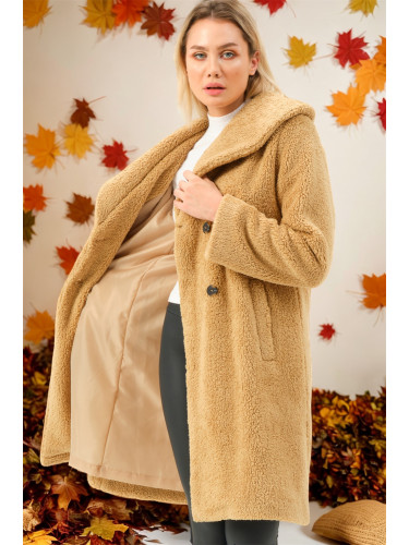 Z6776 DEWBERRY ДАМСКО ПАЛТО-ОБИКНОВЕНА КАМИЛА