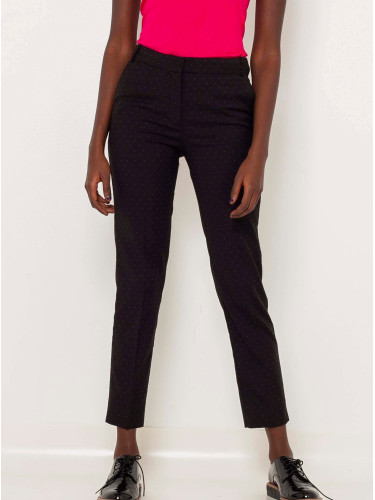 Черен шарен подрязан прав панталон CAMAIEU - Жени