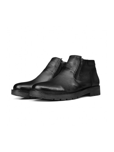 Ducavelli Chelsea Genuine Leather Anti-Slip Sole Zippered Casual Boots Black.